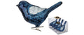 H&J Weihnachtskugel Vogel Night Blue 4 Stück, 8 cm, Kunststoff
