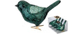H&J Weihnachtskugel Vogel Noble Green 4 Stück, 8 cm, Kunststoff