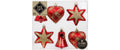 H&J Weihnachtskugeln Festive Red, 6 Stk. verschiedene Formen, 8 cm, Kunststoff
