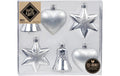 H&J Weihnachtskugeln Winter Silver, 6 Stk. verschiedene Formen, 8 cm, Kunststoff