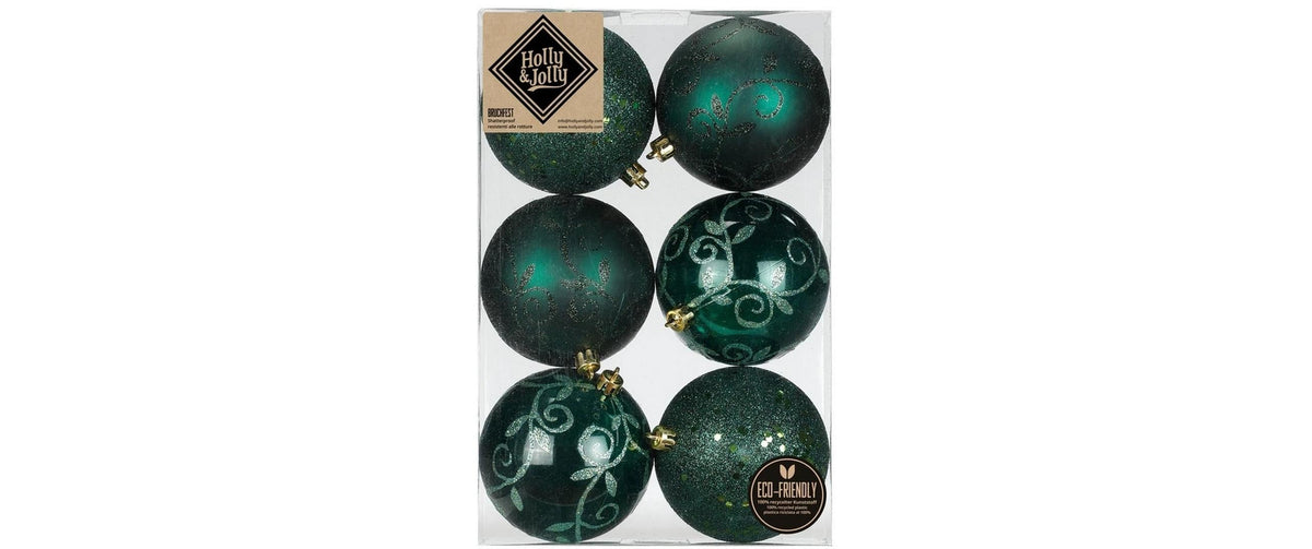 H&J Weihnachtskugel Green Noble, 6 Stück Kunststoff, D: 8 cm