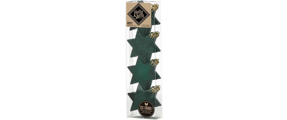 H&J Weihnachtskugel Sterne Noble Green 8 Stück, 6 cm, Kunststoff