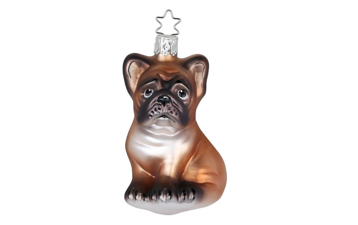 Inge Weihnachtskugel Französische Bulldogge Glas, D: 9.5 cm, handarbeit