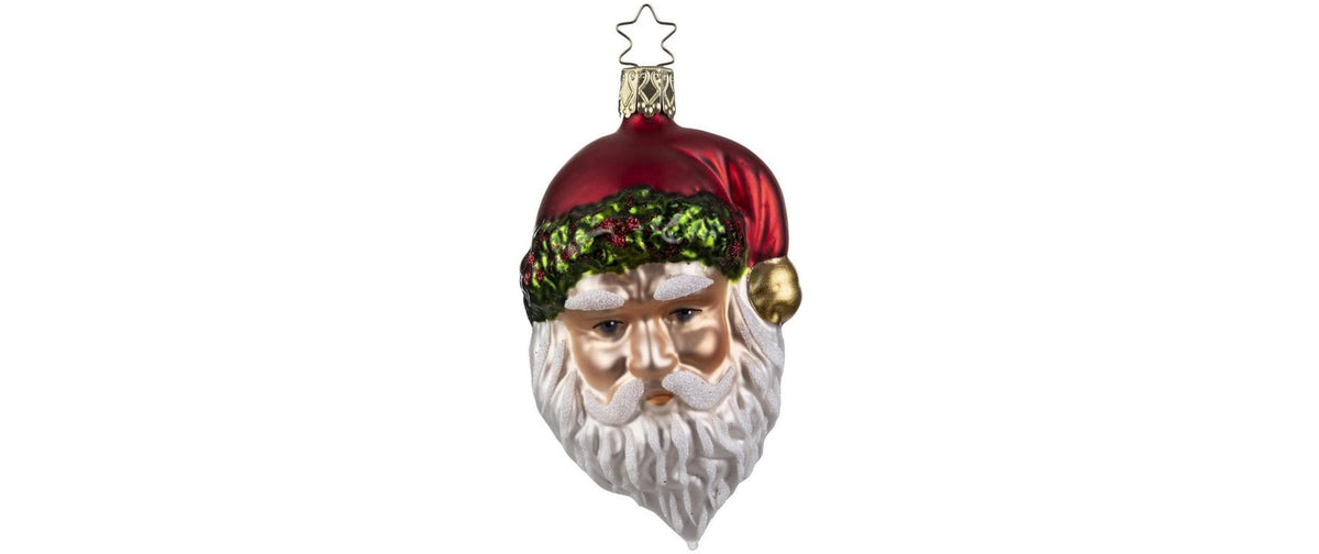 Inge Weihnachtskugel Weihnachtsmann Glas, D: 10.5 cm, handarbeit