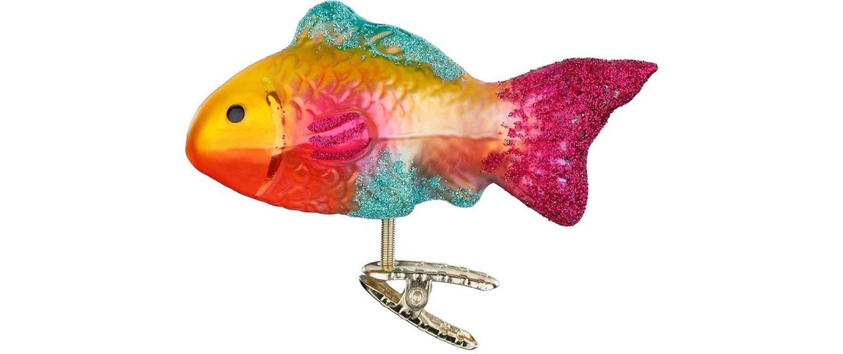 Inge Weihnachtskugel Buntfisch Glas, D: 10 cm, handarbeit