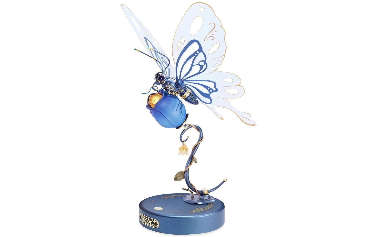ROKR Mechanischer Blauer Schmetterling Mechanisches Modell mit LED-Effekten