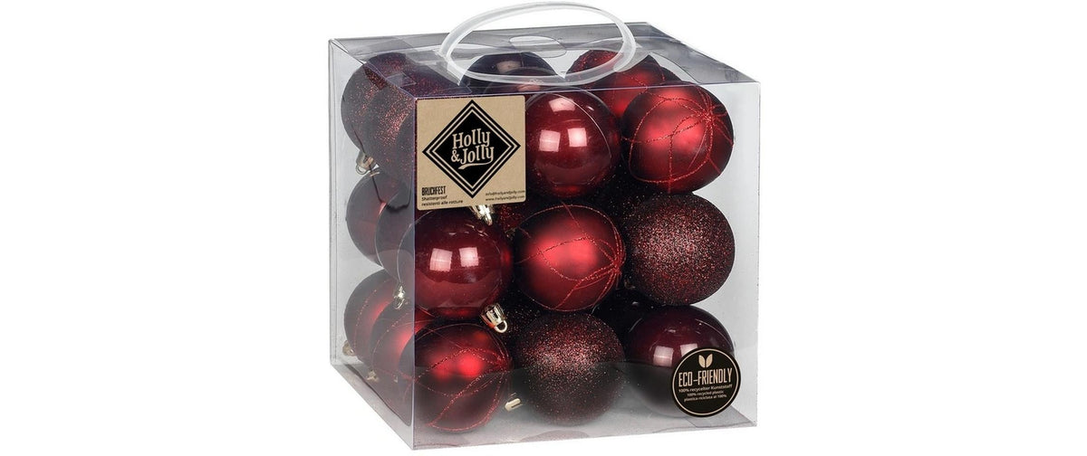 H&J Weihnachtskugeln Morello Cherry 27 Stück, 6 cm, Kunststoff