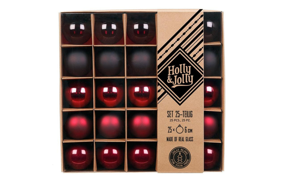 H&J Weihnachtskugel Smooth Port Flow 25 Stück, Glas, 6 cm