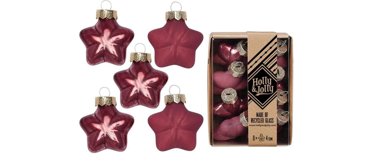 H&J Weihnachtskugel Stern Dusty Rose 8 Stück, Glas, 4 cm
