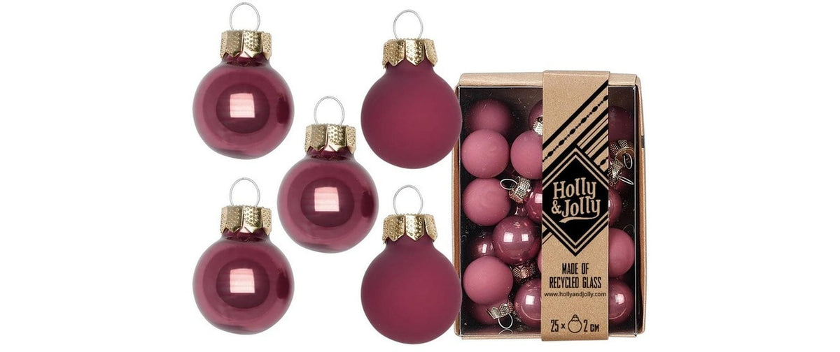 H&J Weihnachtskugel Dusty Rose 25 Stück, Glas, 2 cm
