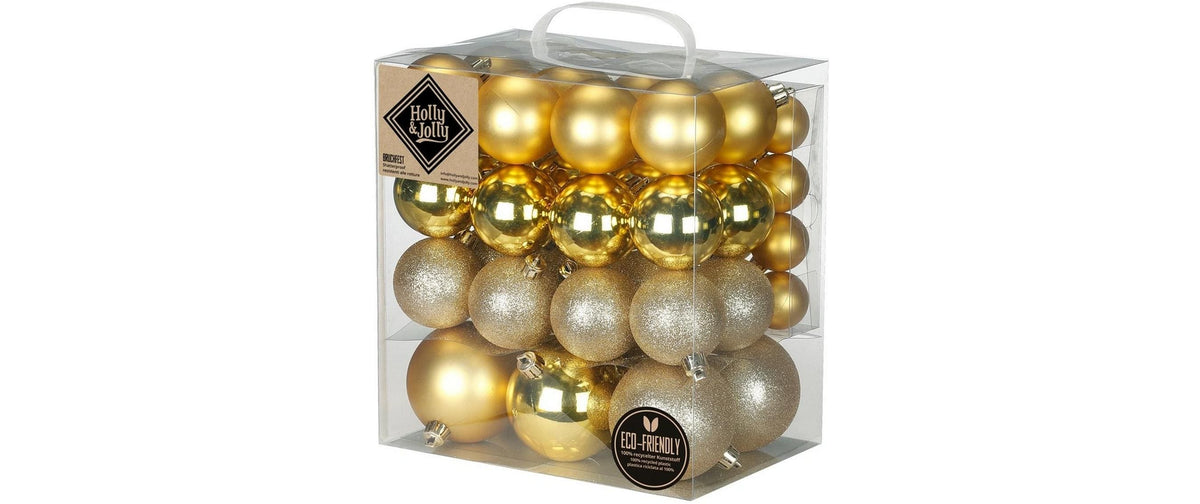 H&J Weihnachtskugel Royal Gold 54 Stück, 4-8 cm, Kunststoff