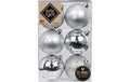H&J Weihnachtskugel WinterSilver dekoriert 6 Stück, Kunststoff, D: 8 cm