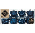 H&J Weihnachtskugel Night Blue Teddybär 4 Stück, Kunststoff, 8 cm