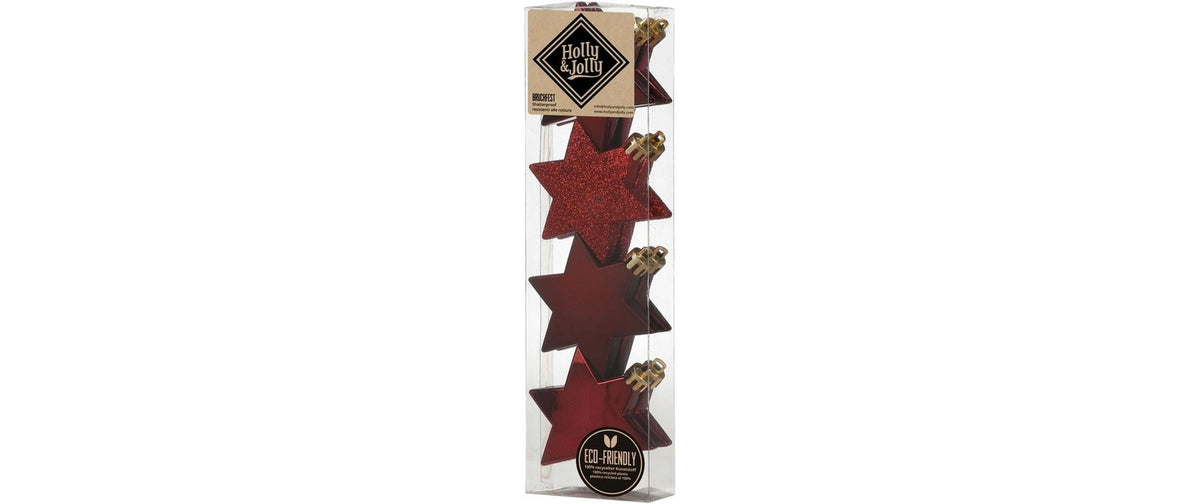 H&J Weihnachtskugel Morello Cherry Stern 8 Stück, Kunststoff, 6 cm