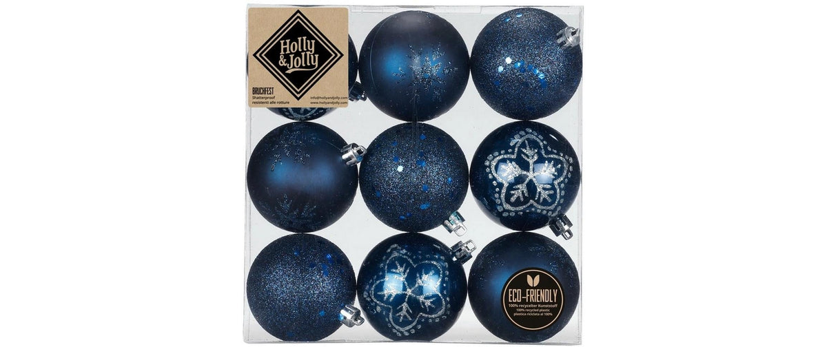 Holly & Jolly, Weihnachtskugel 9 Stück, Nac Kunststoff, D: 6 cm