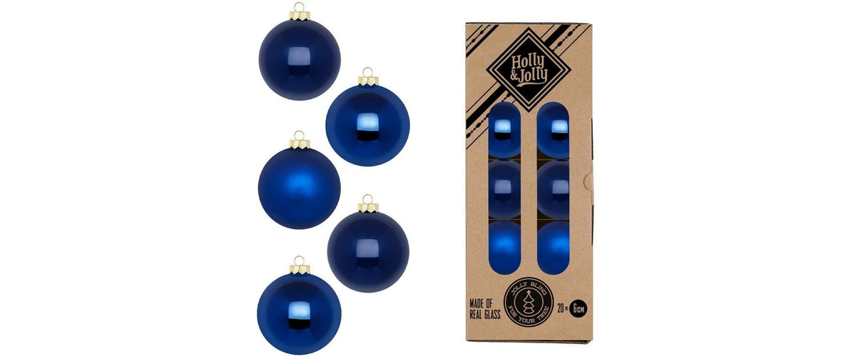 H&J Weihnachtskugel Royal Blue, 20 Stück Glas, D: 6 cm