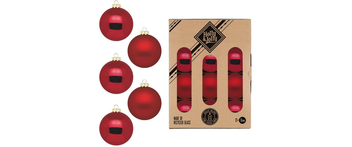 H&J Weihnachtskugel, Ochsenblut, 12 Stk. Glas, D: 8 cm