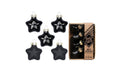 H&J Weihnachtskugel Stern, Ebony Black 8 Stück, Glas, H: 4 cm