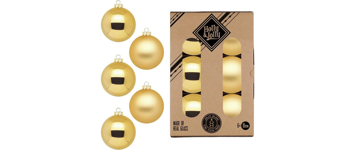 H&J Weihnachtskugeln, Inkagold, 6 Stk. Glas, D: 10 cm