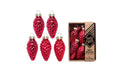 H&J  Weihnachtskugel Zapfen, rot, 12 Stk. Glas, H: 4,5 cm