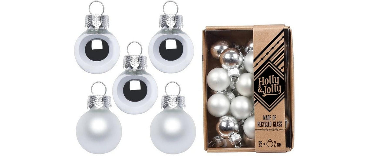 H&J  Weihnachtskugel, Frosty Silver 25 Stcük, Glas, D: 2 cm