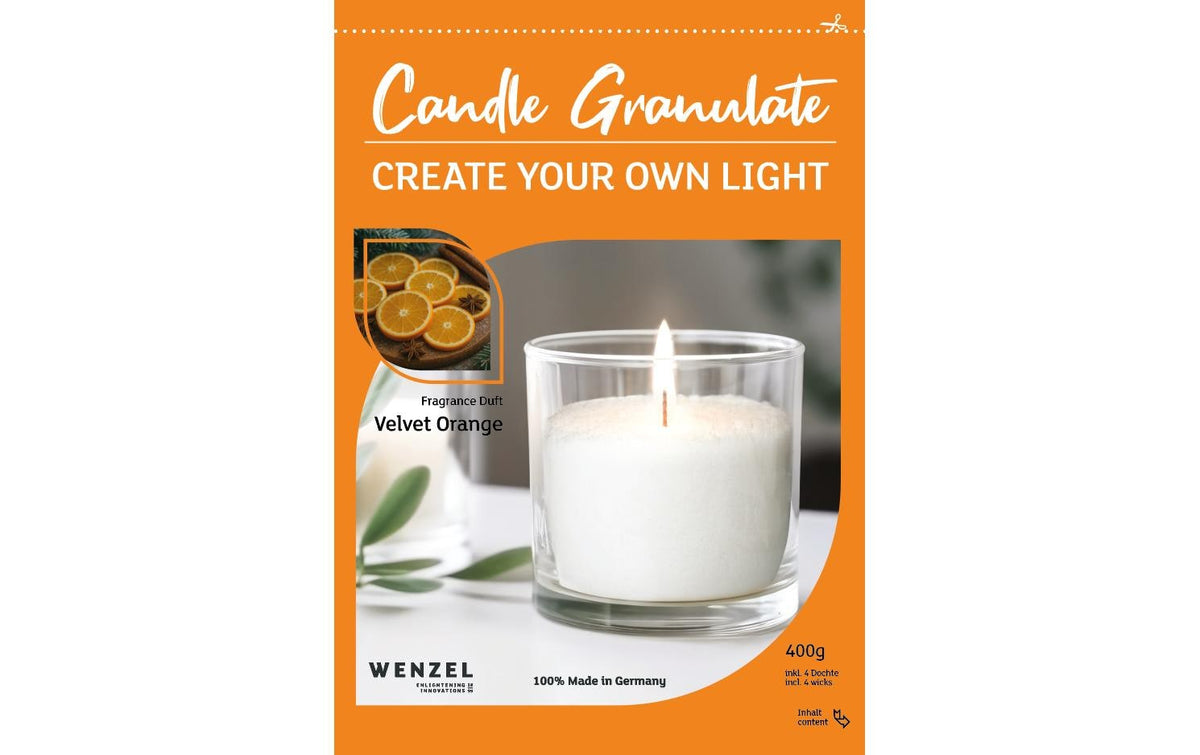 Wenzel Wachs-Gran. VelvetOrange mit Duft, 400g inkl. 4 Dochte