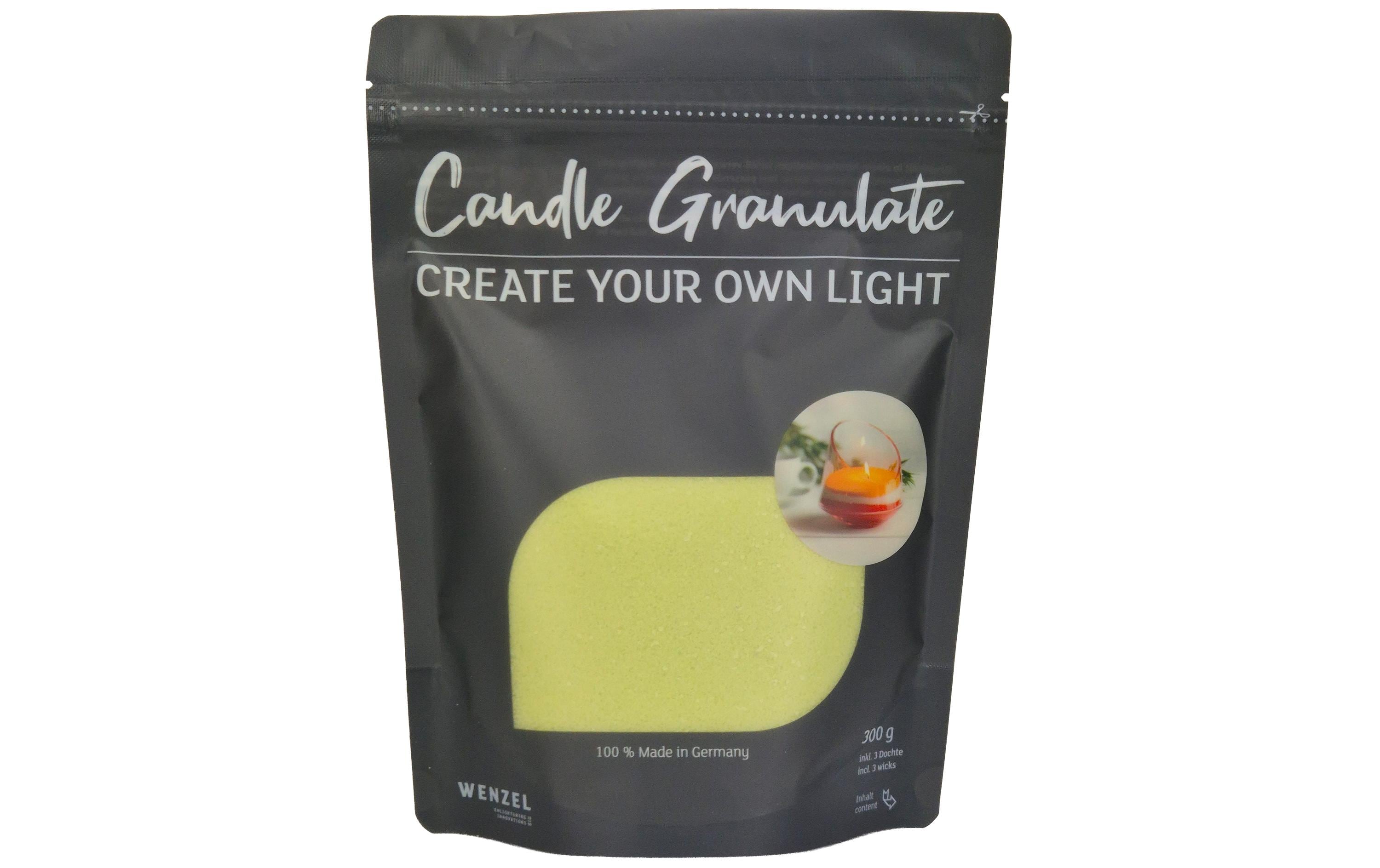 Wenzel Wachs-Granulat, Limone ohne Duft, 300g  inkl. 3 Dochte