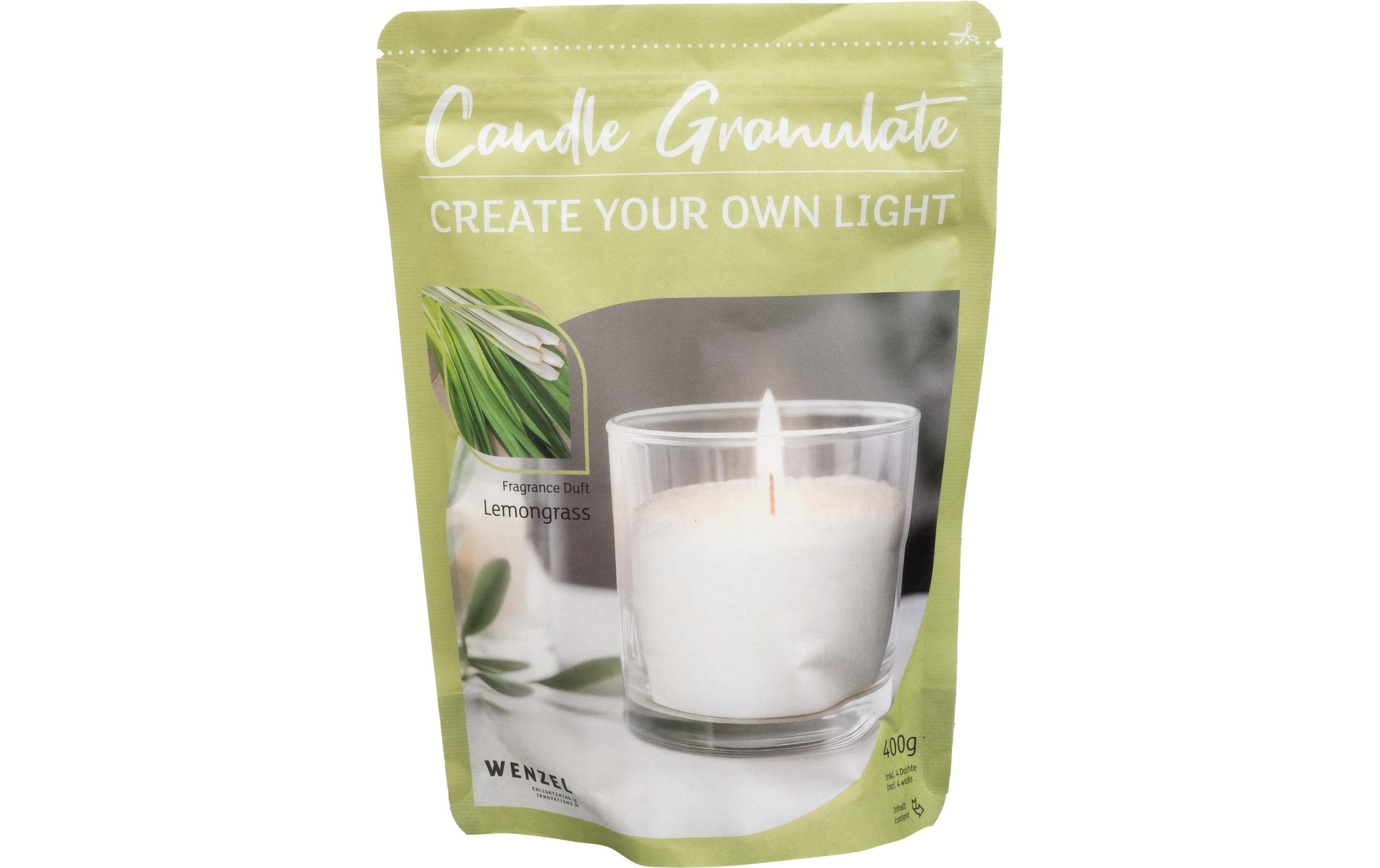 Wenzel Wachs-Granulat Lemongrass mit Duft, 400g inkl. 4 Dochte