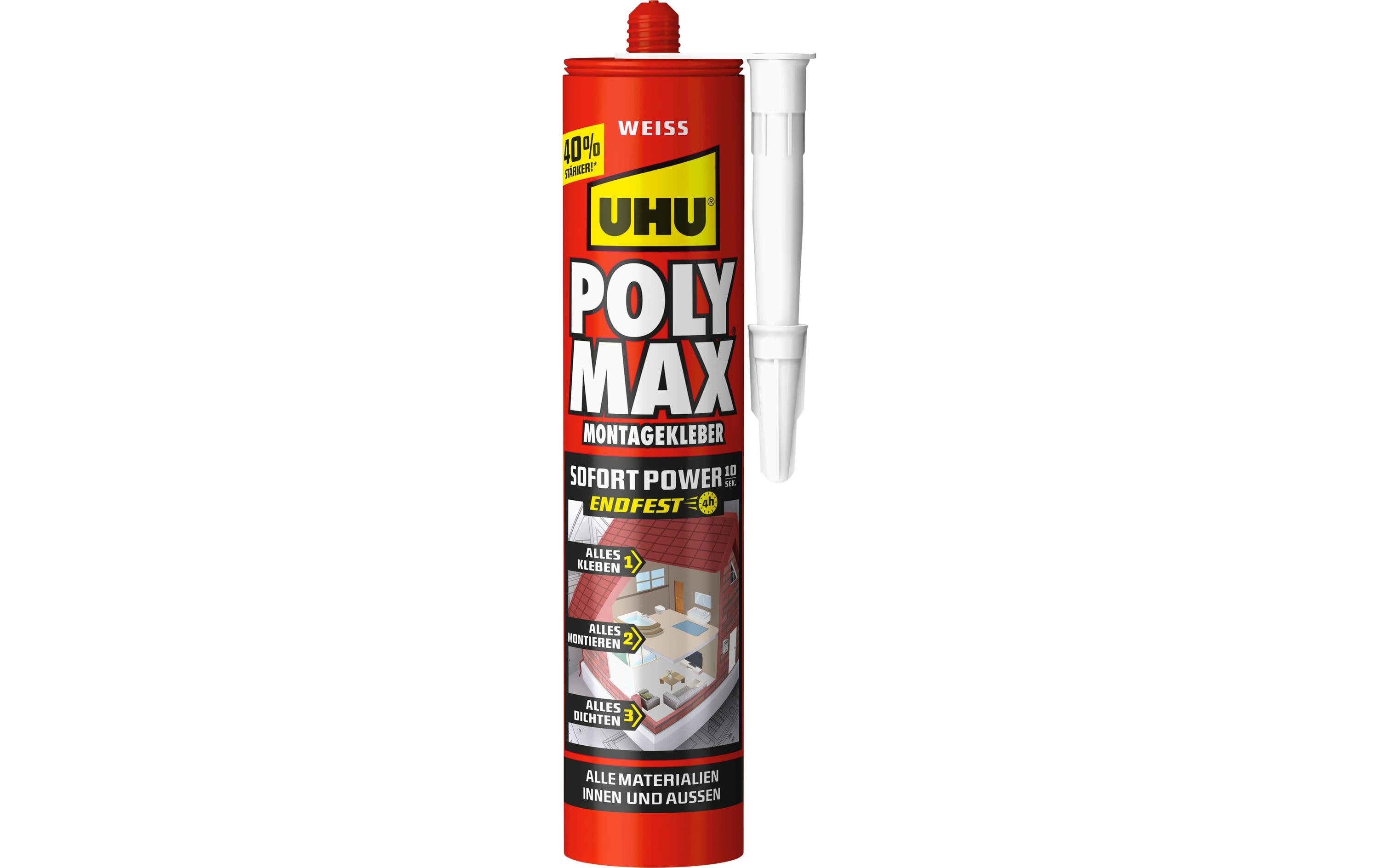 UHU Poly Max SofortPower Montagekleber 440g, weiss