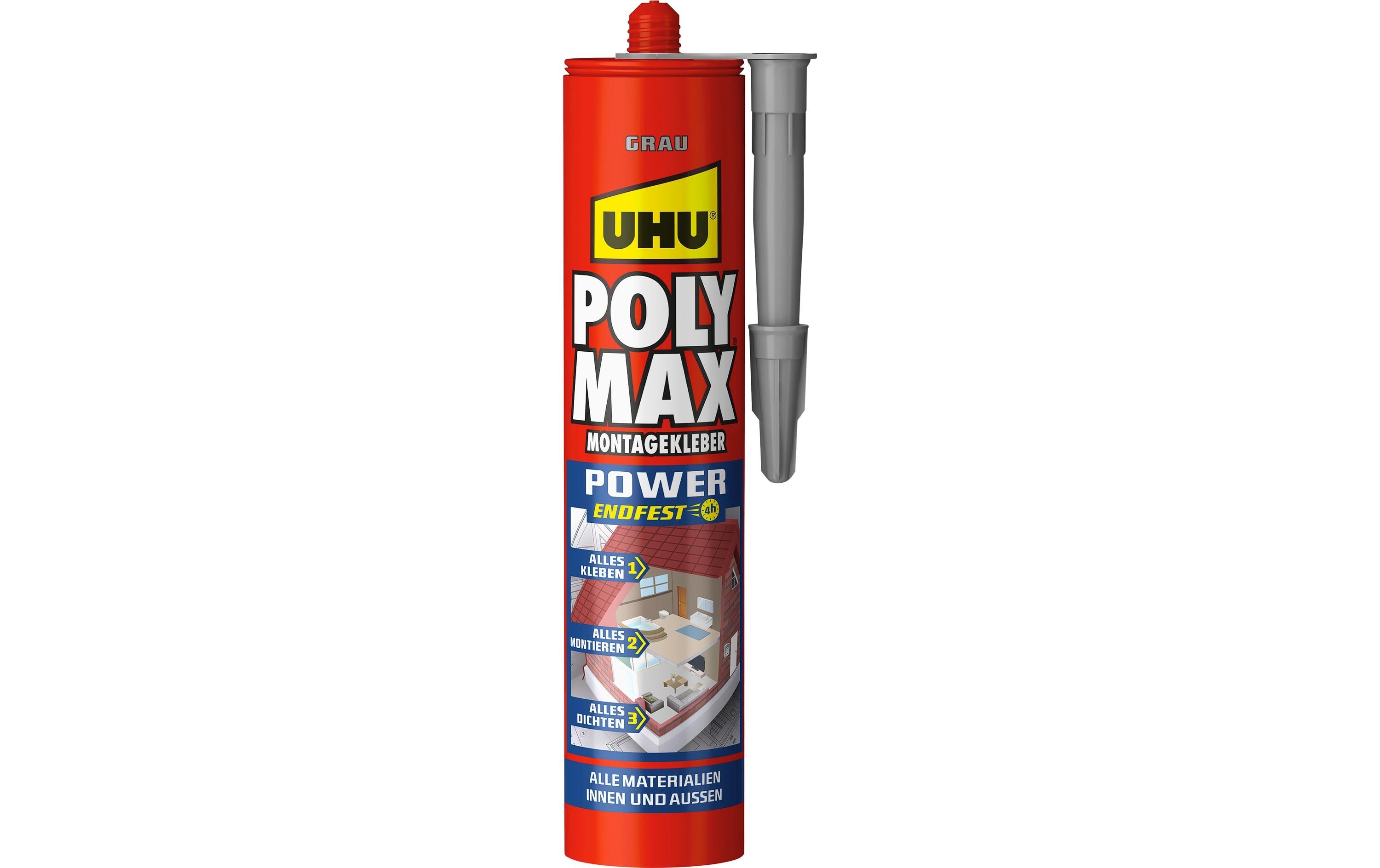 UHU Poly Max Power Montagekleber 425g, grau
