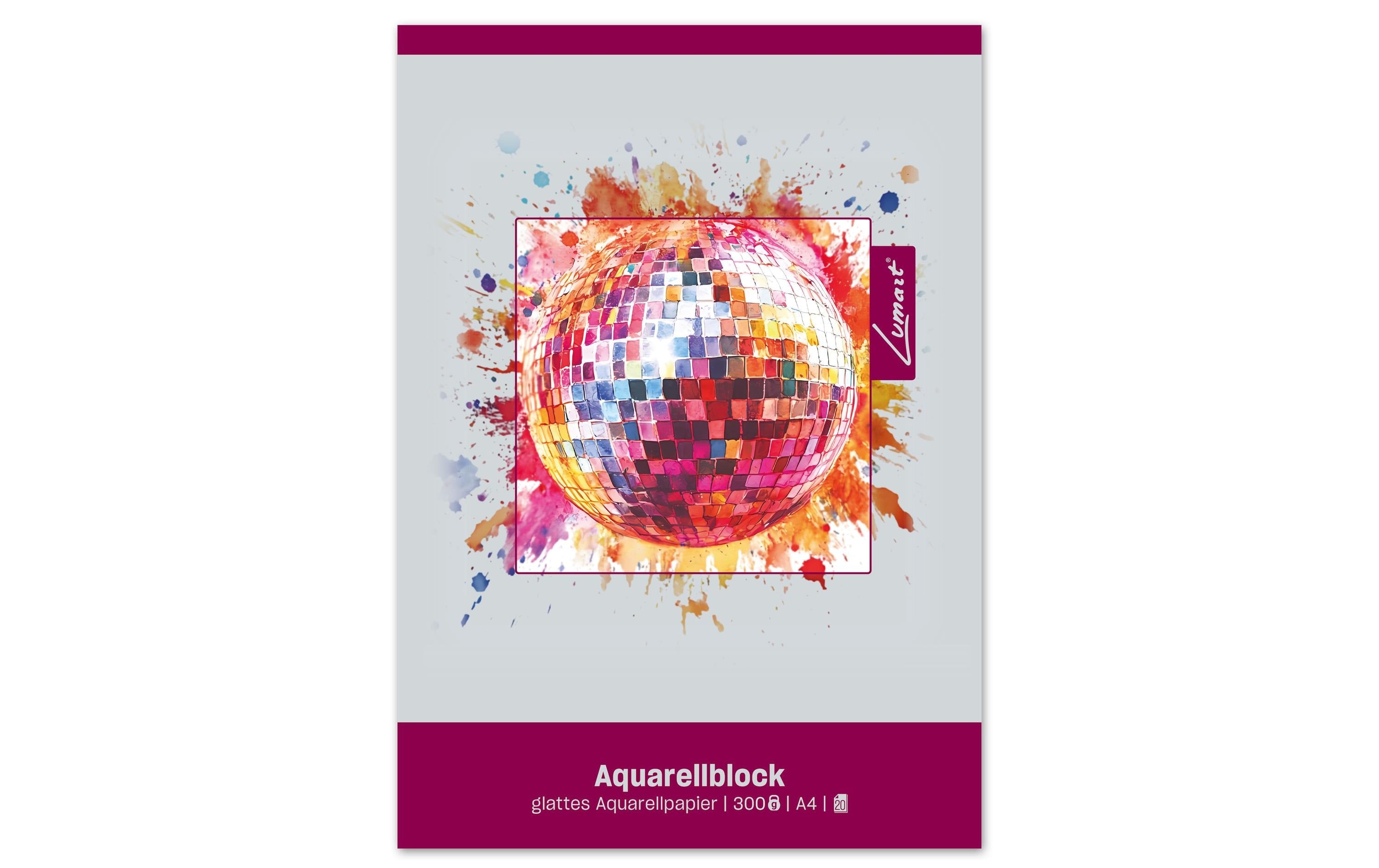 Lumart Aquarellblock A4 weiss, glatt, 300 g/m2, 20 Blatt