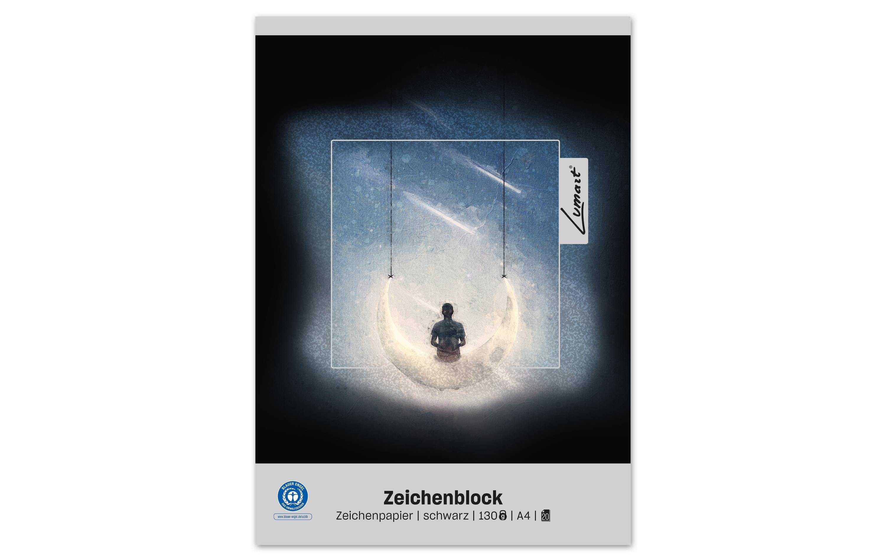 Lumart Zeichenblock A4 schwarz, 130 g/m2, 20 Blatt
