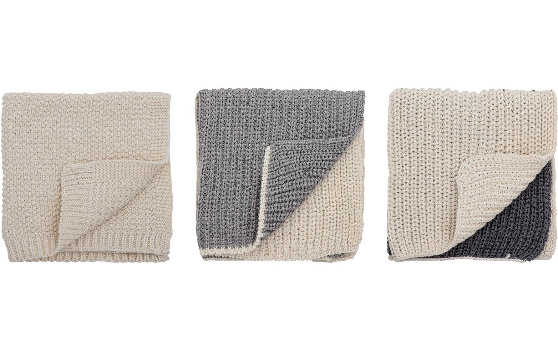 Bloomingville Abwaschlappen Odette, 3er Set 100% Baumwolle, 27x27cm, Grau