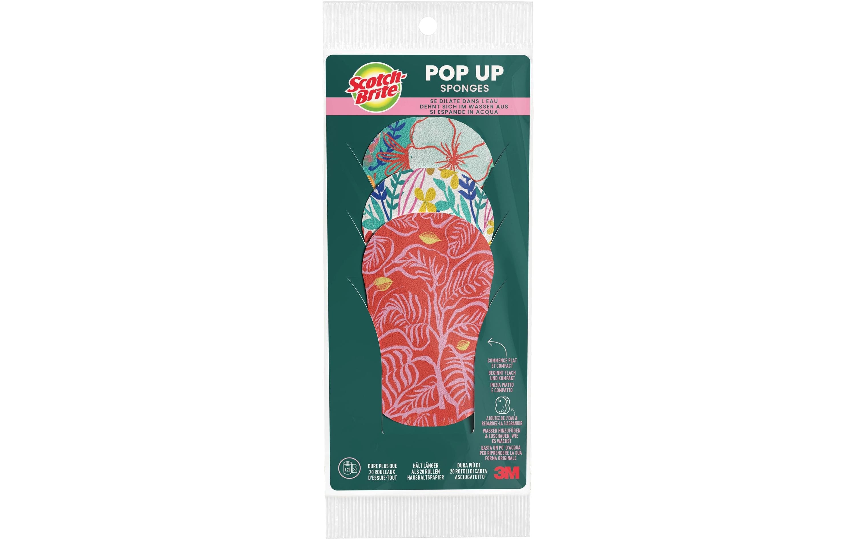 3M Scotch-Brite Pop Up 3 Stk Pop Up Komprimierte Schwämme