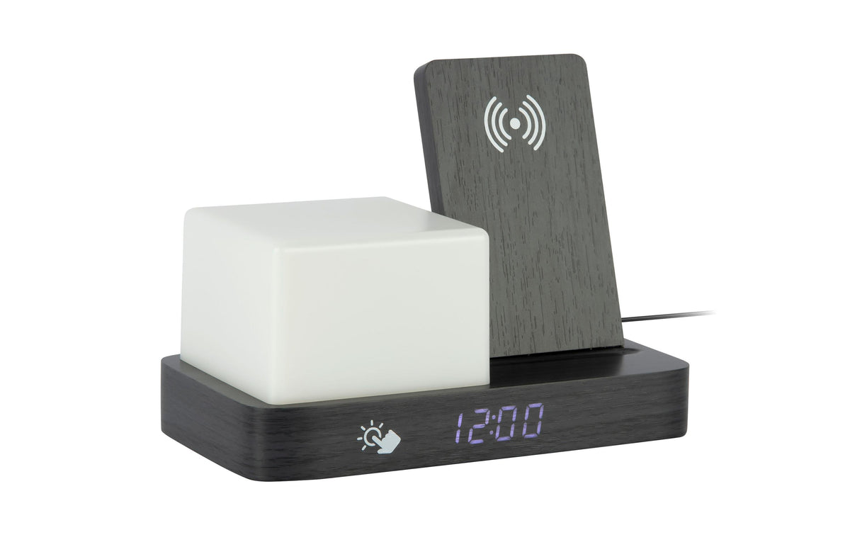 KARLSSON Wecker Retro Night Light LED Black wood veneer