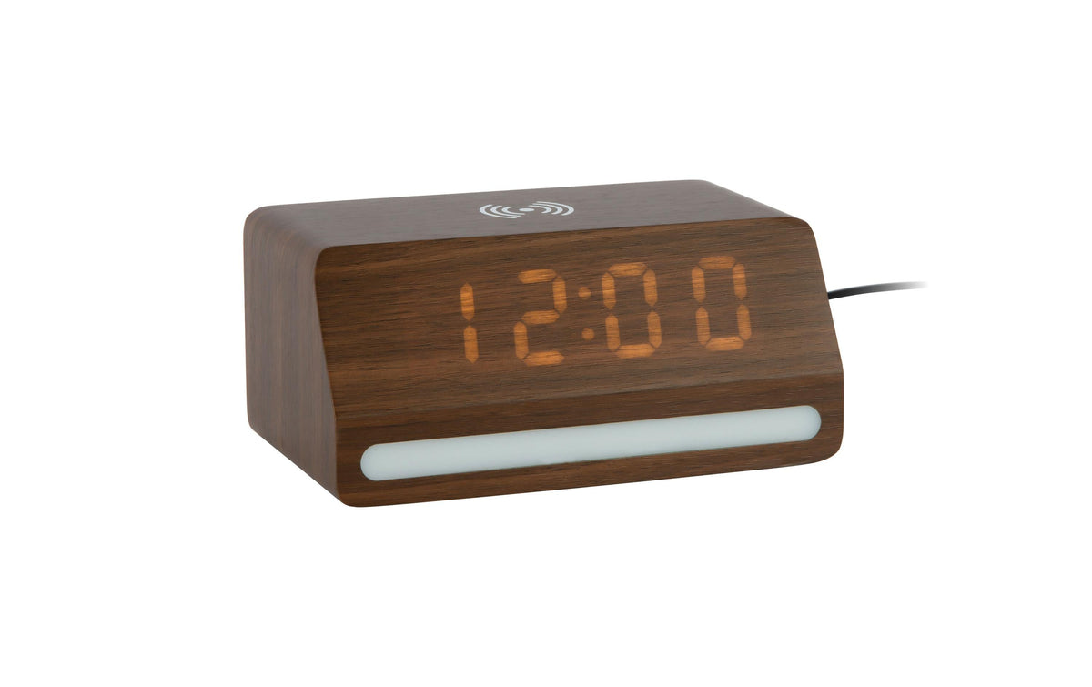 KARLSSON Wecker Retro Light LED Dark wood veneer