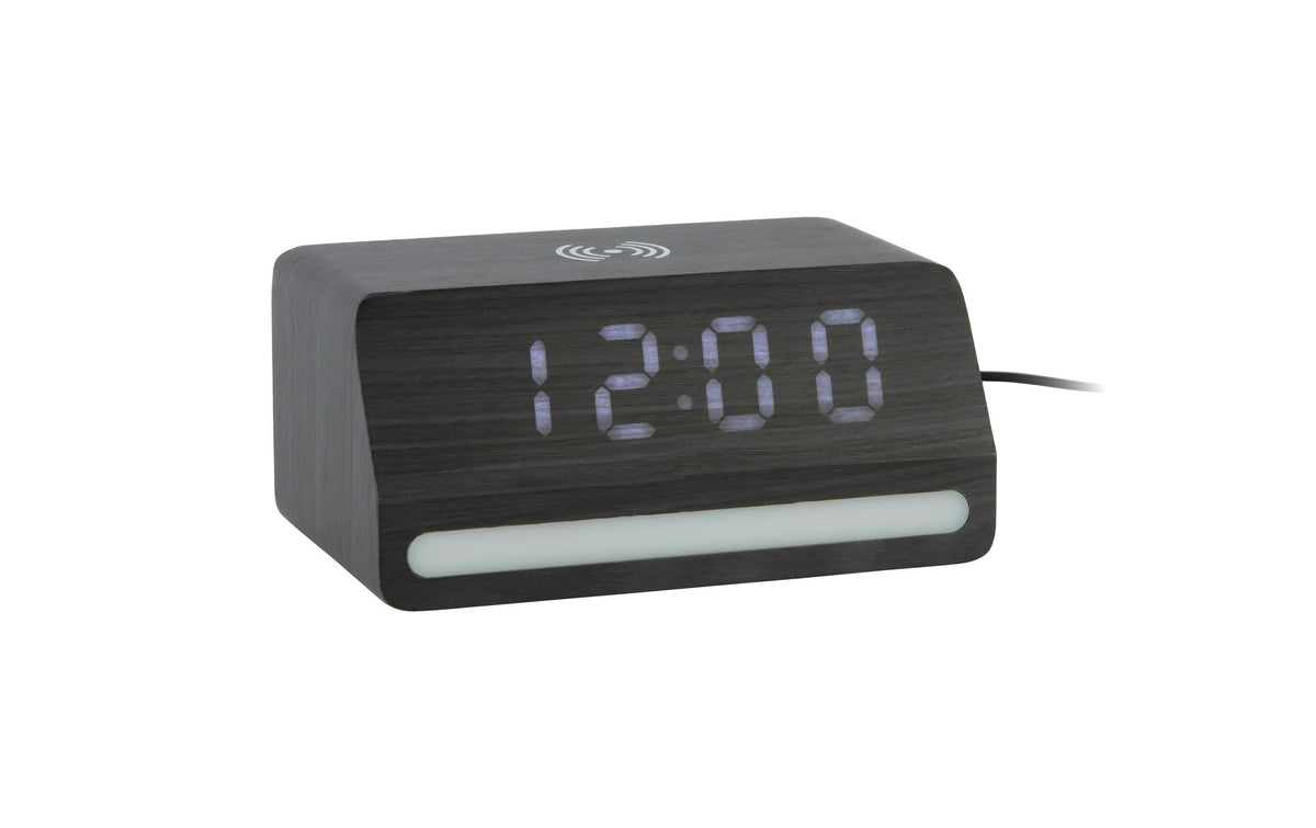 KARLSSON Wecker Retro Light LED Black wood veneer