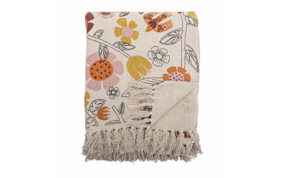Bloomingville Decke Vivielle, 160x130 cm Rec. Baumwolle & versch. Materialien