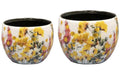 Chalet Topf Satz von 2 Floral 9x9x7cm white