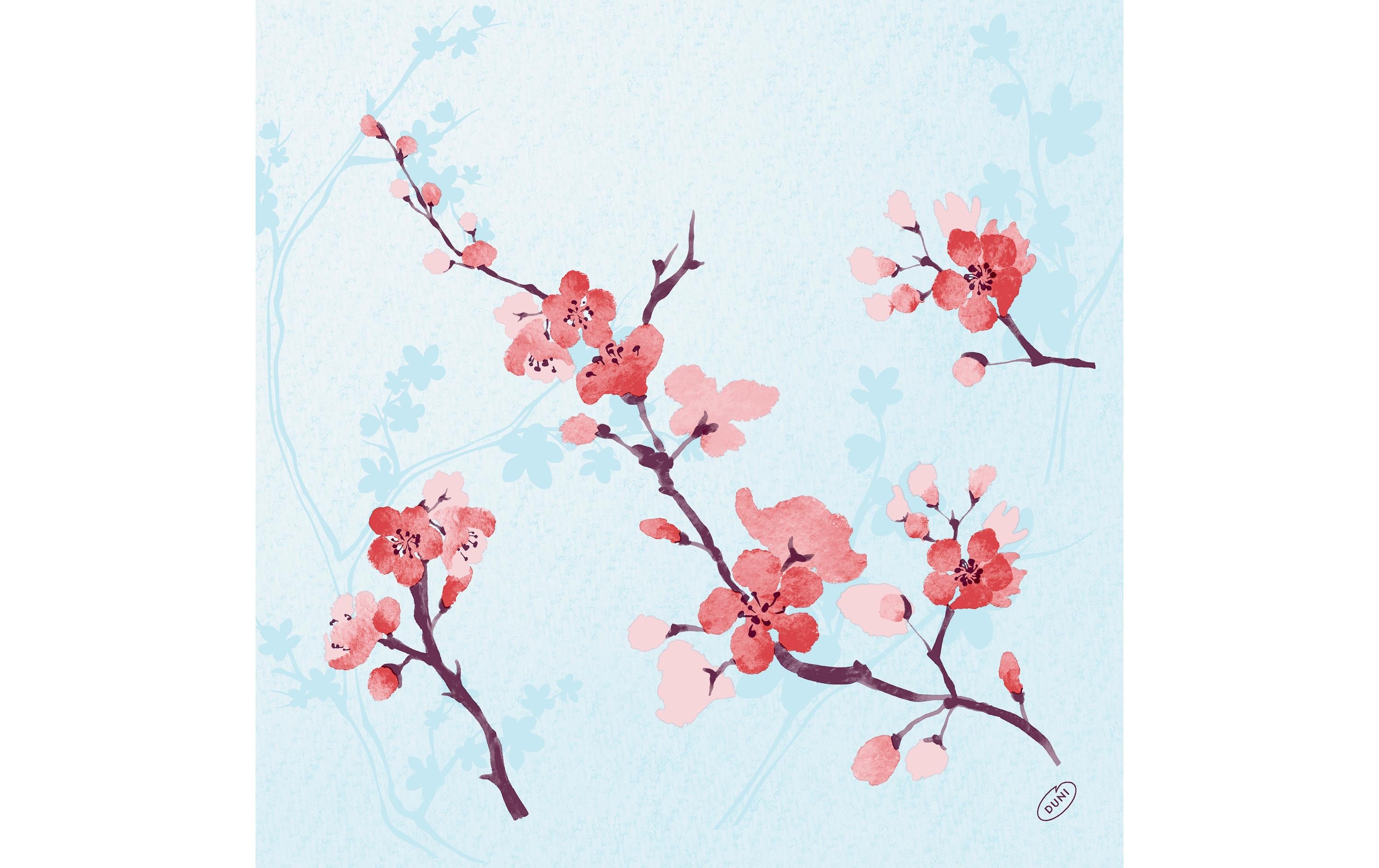 Duni Servietten 4-lagig Cherry Breeze 40x40cm, 50 Stk.