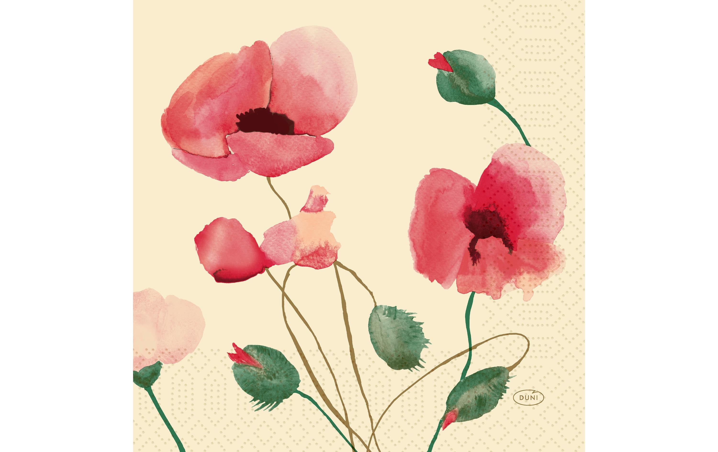 Duni Servietten 3-lagig Poppy Charm 33x33cm, 250 Stk.