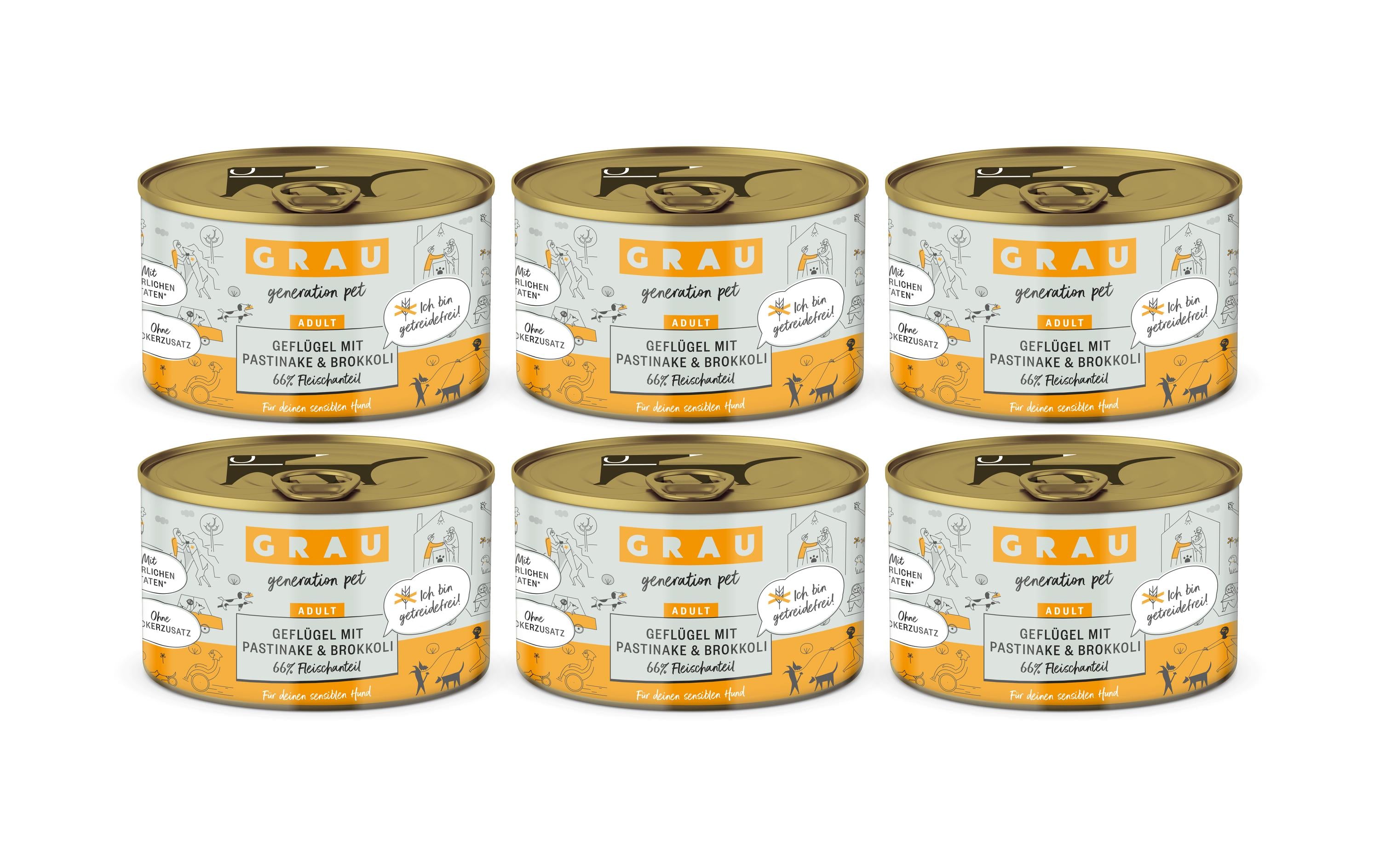Grau Dog Geflügel,Pastinake+Brokkoli KIT 6x200g