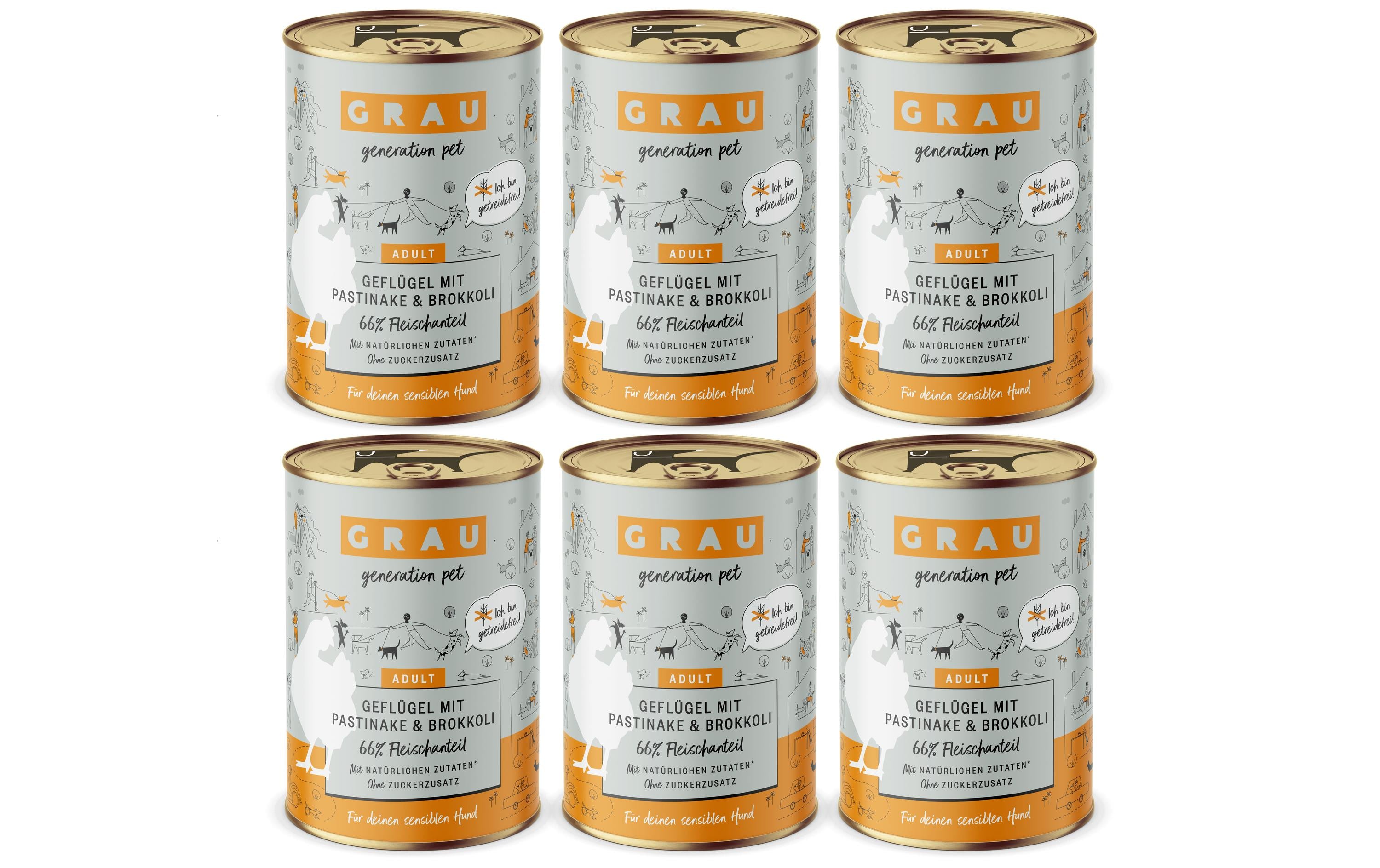 Grau Dog Geflügel,Pastinake+Brokkoli KIT 6x400g