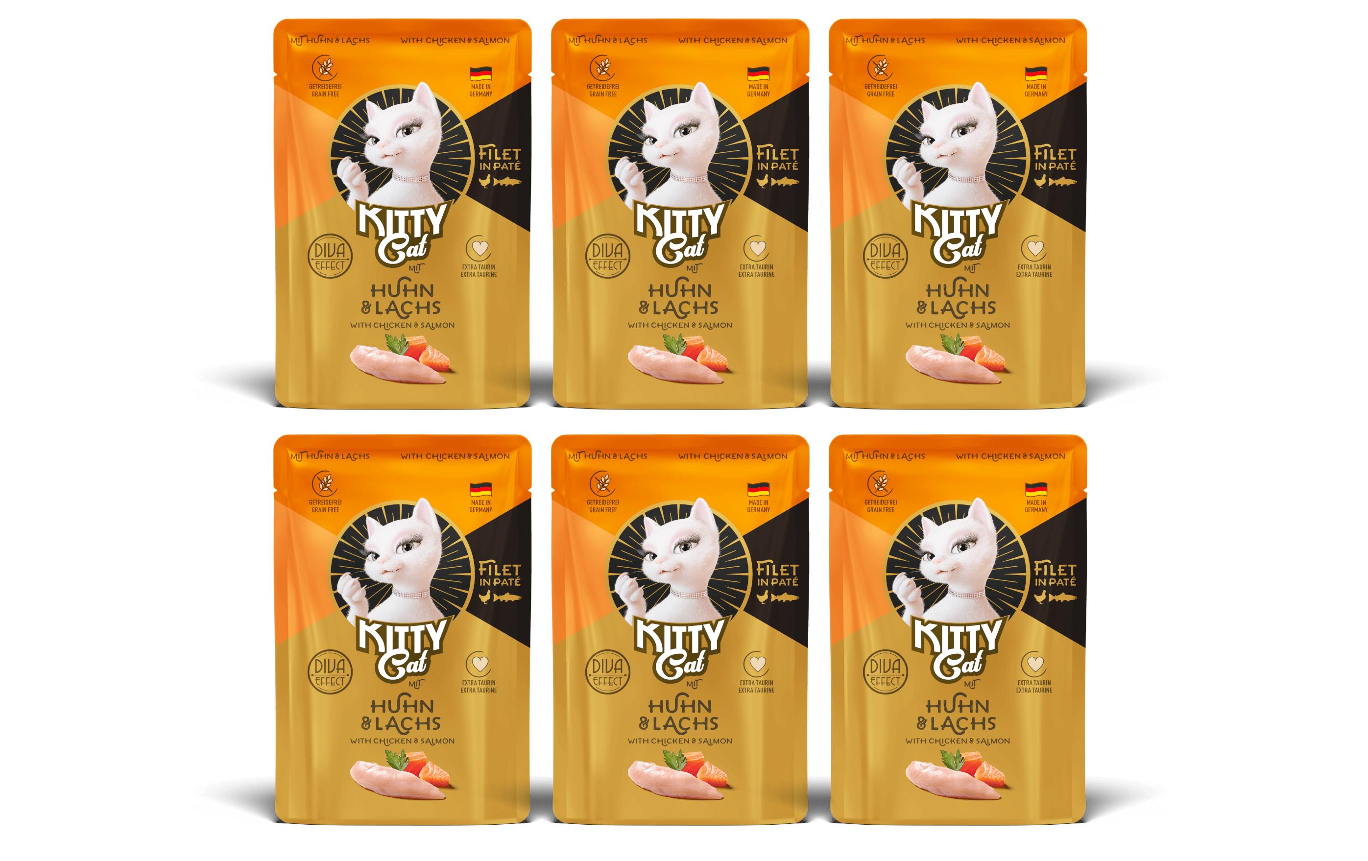 KittyCat Filét Paté Pouch Huhn, Lachs KIT 6x85 g