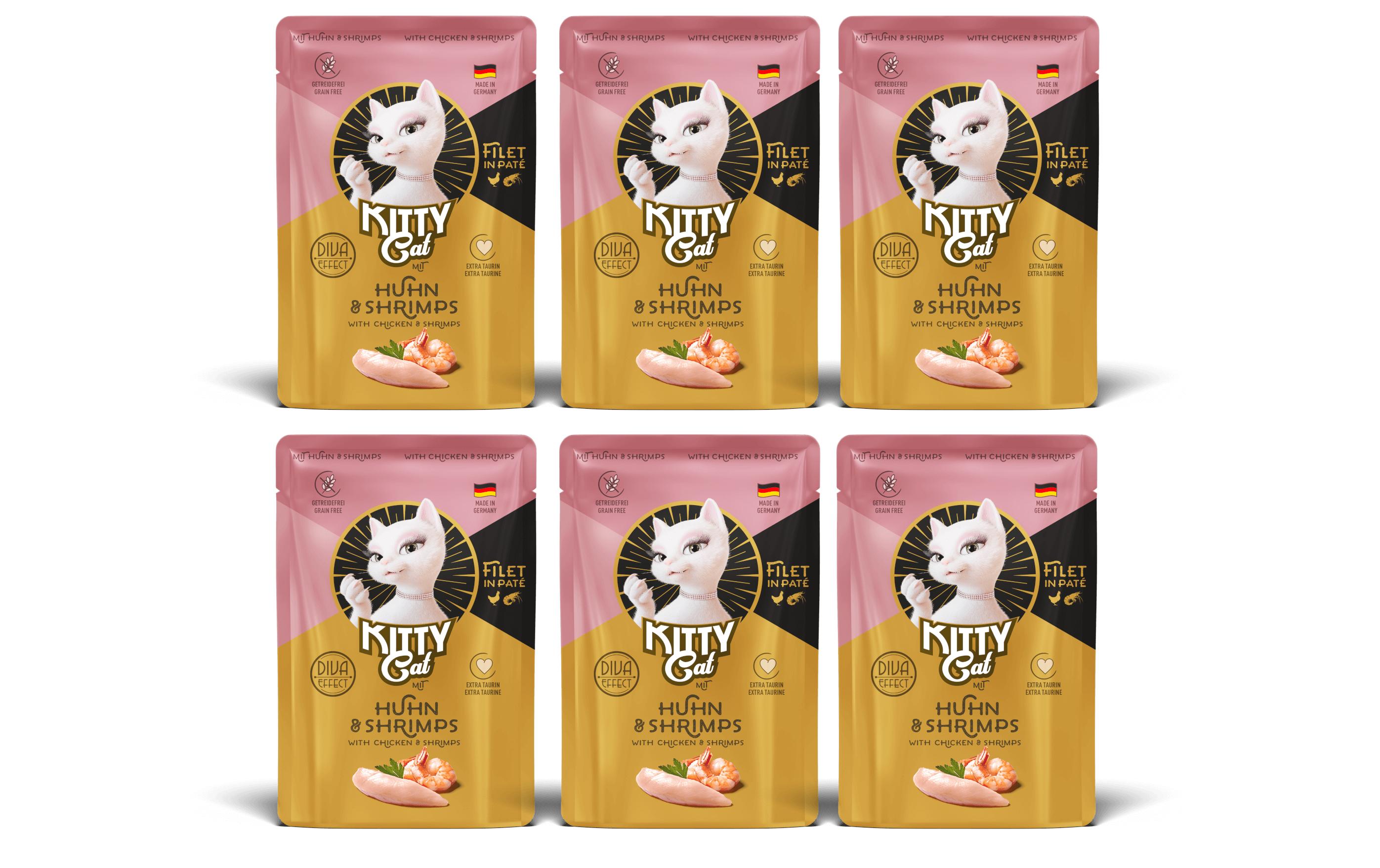KittyCat Filét Paté Pouch Huhn, Shrimps KIT 6x85 g