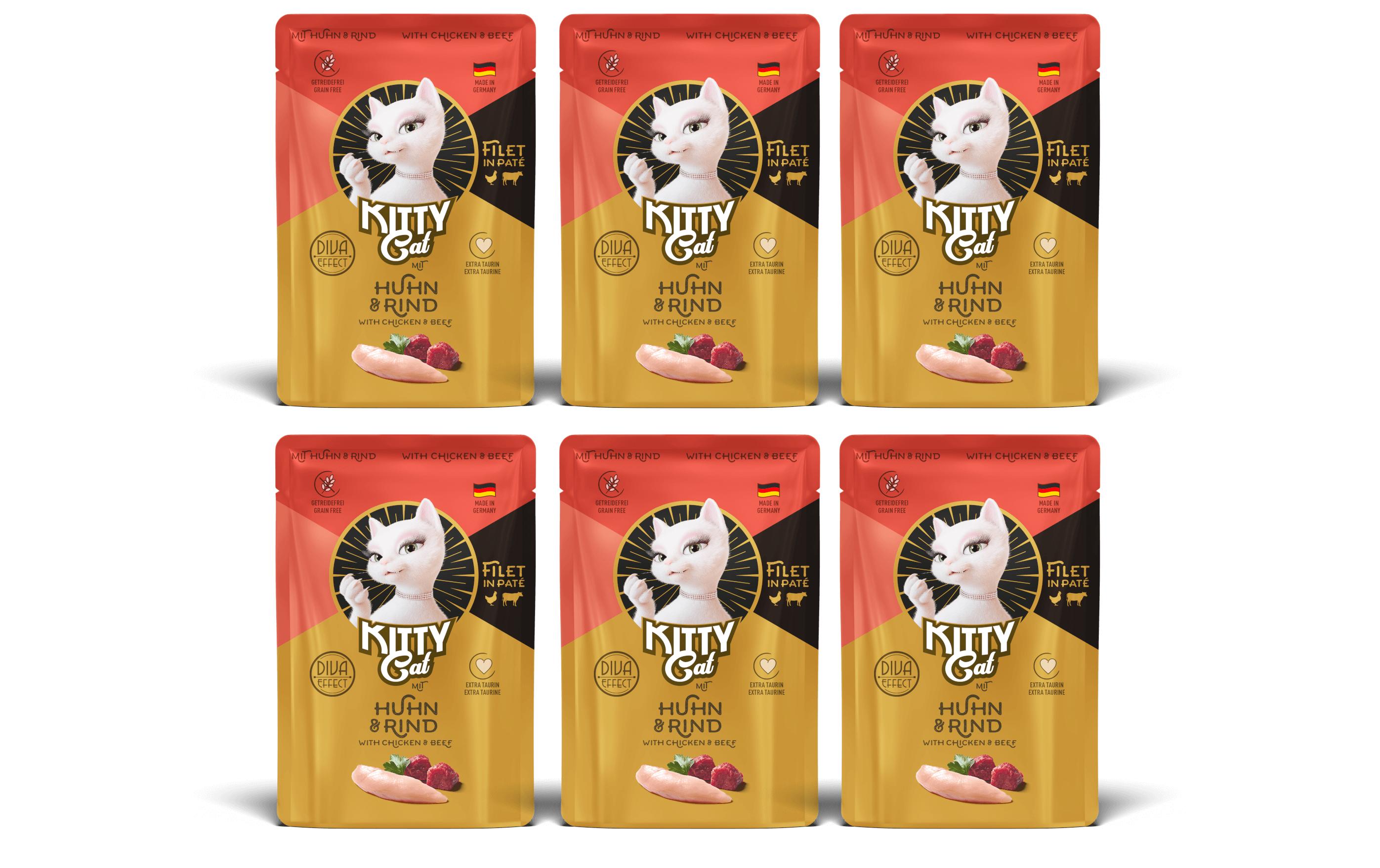 KittyCat Filét Paté Pouch Huhn, Rind KIT 6x85 g
