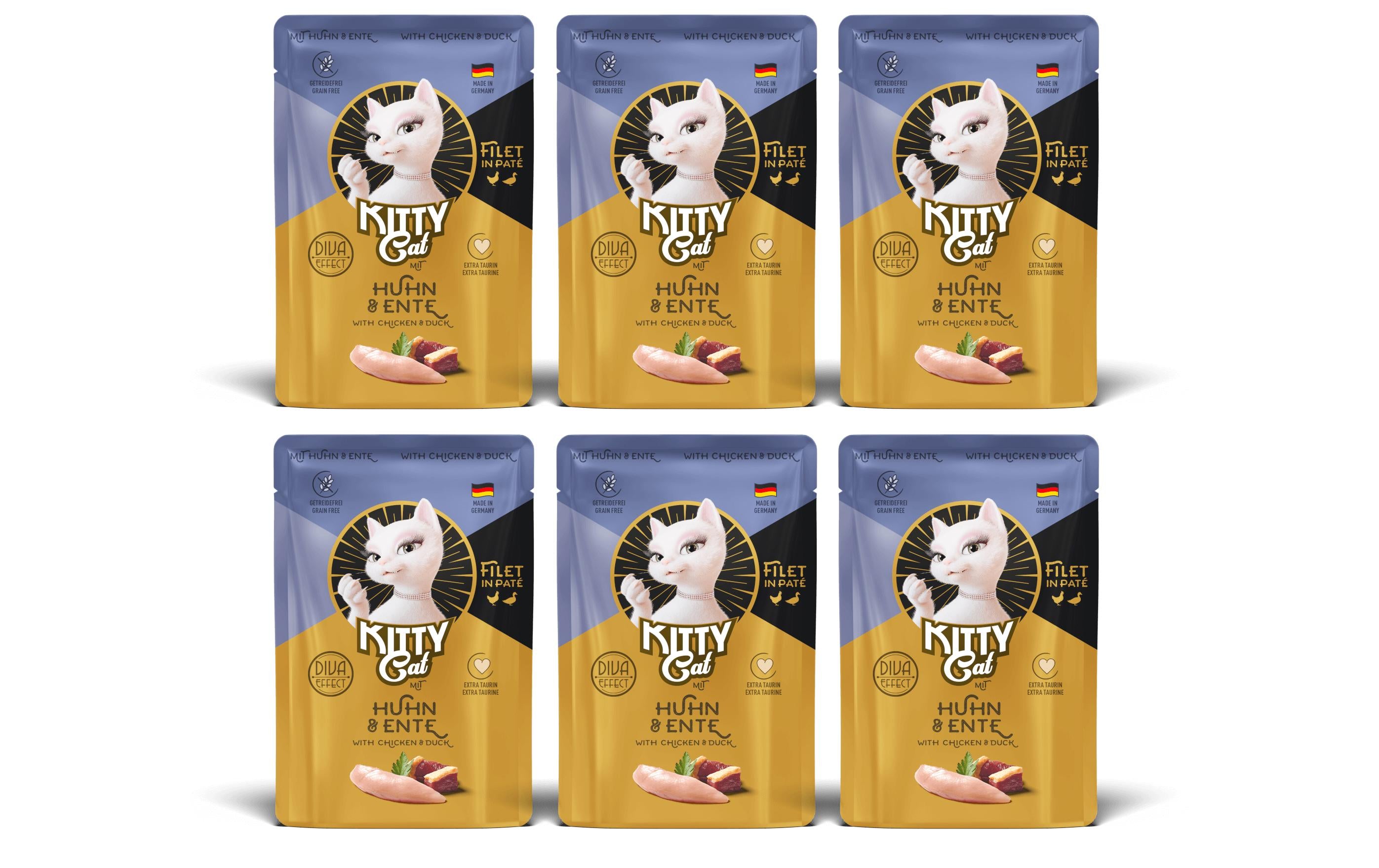 KittyCat Filét Paté Pouch Huhn, Ente KIT 6x85 g