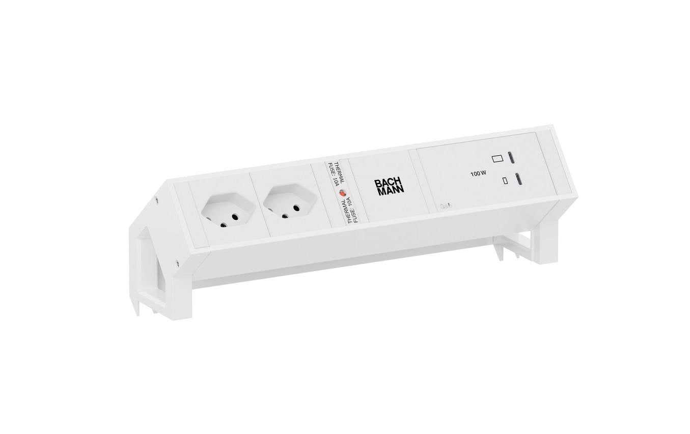 DESK2 2xT13 1xUSB C 100W 0,2m RAL9010 ws