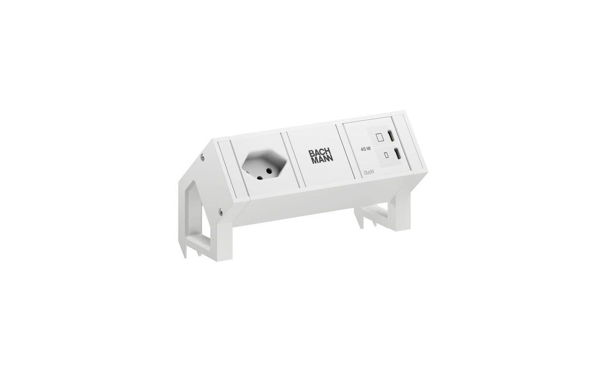 DESK2 white 1xT13 1xUSB C 45W 0,2m RAL9010 0.2 m, 45 W