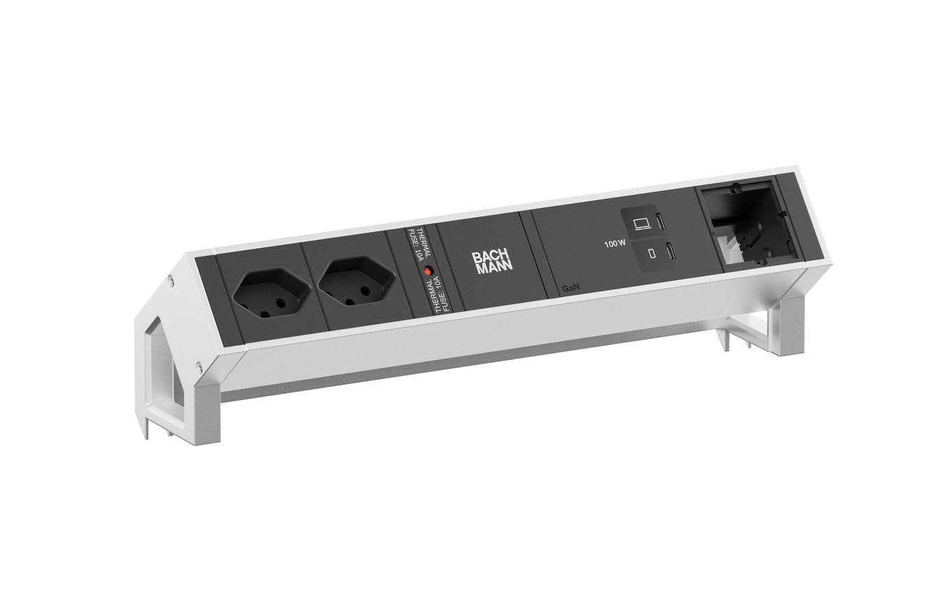 DESK2 2xT13 1xUSB C/C 100W 1xCM 0,2m INOX